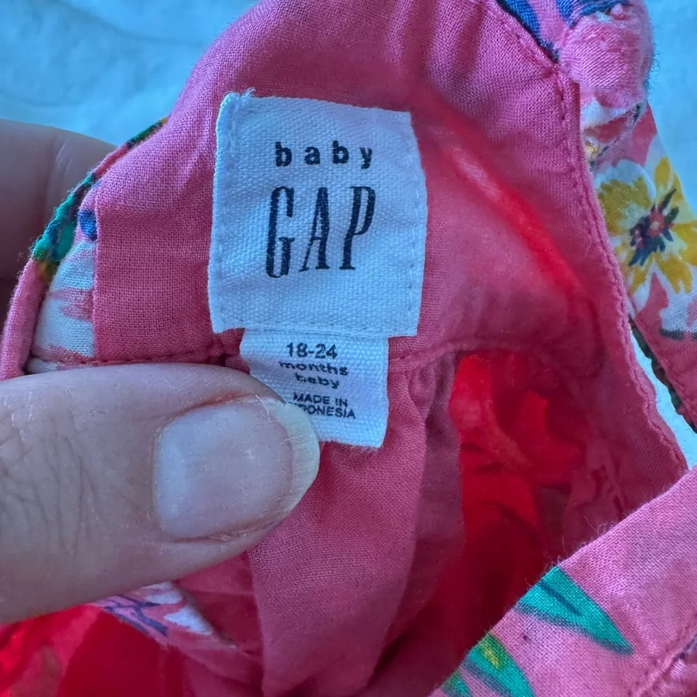 Gap pink Hawaiian floral print sundress cotton size 18-24 months